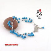 INPHIC-天然水晶 藍松石4mm圓珠銀鏈手鏈 護身助呼吸 清新唯美靚麗